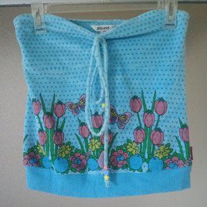 Soundgirl Floral Graphic Tube Top Vintage Blue S